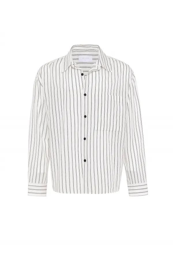 Antioch Beyaz Relax Fit Çizgili Erkek Gömlek