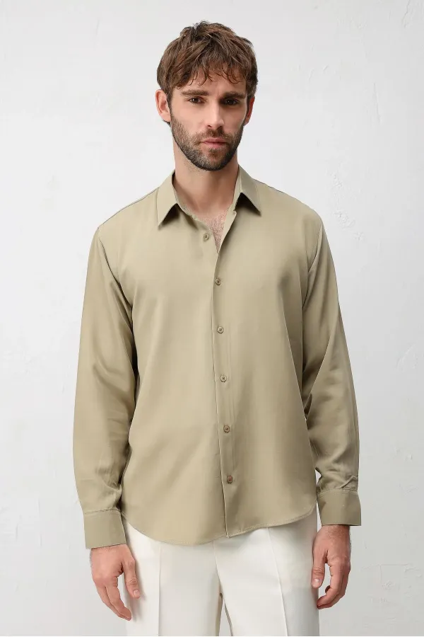 Antioch Khaki Technical Regular Fit Men's Shirt