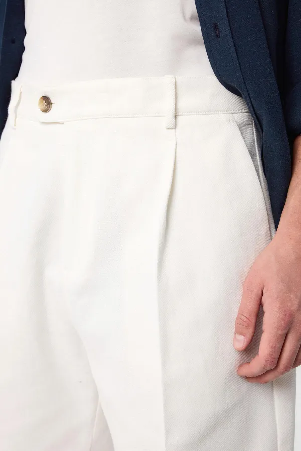 Antioch Ekru Yüksek Bel Pileli Erkek Şort