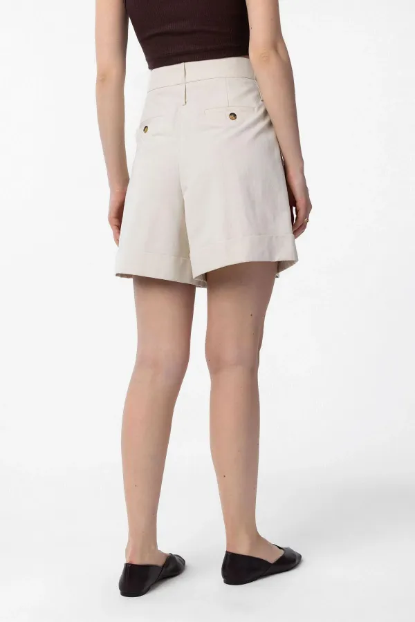 Antioch Taş Yüksek Bel Pensli  Kadın Bermuda Şort