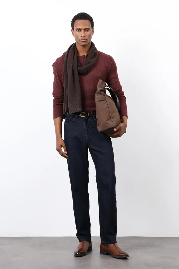 Antioch Bordo Fitilli Düğmeli Yaka T-Shirt