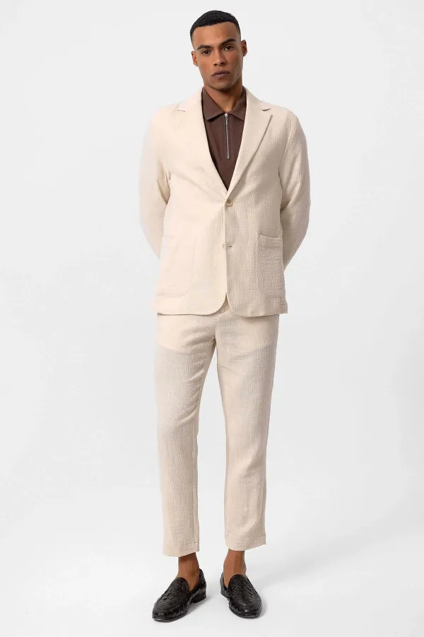 Antioch Ekru Astarsız Torba Cepli Erkek Blazer Ceket Antioch Ekru Astarsız Torba Cepli Erkek Blazer Ceket