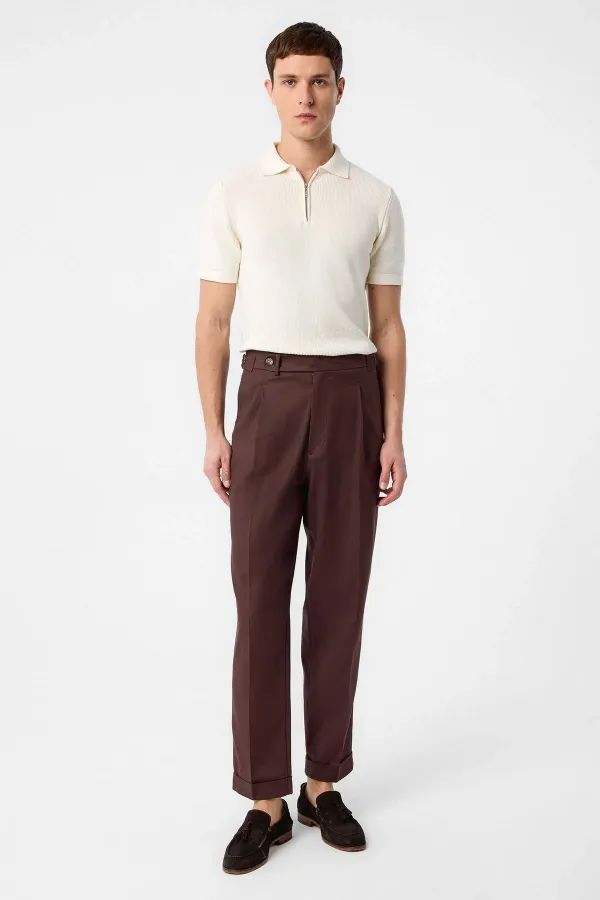 Pantalon homme Antioch Coffee coupe italienne taille haute