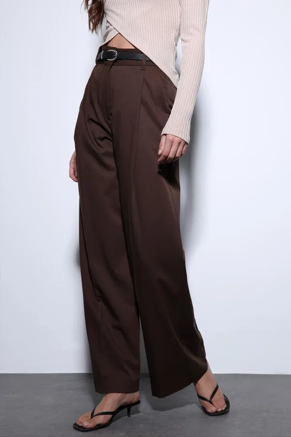 Antioch Kahve Geniş Paça Kadın Pantolon