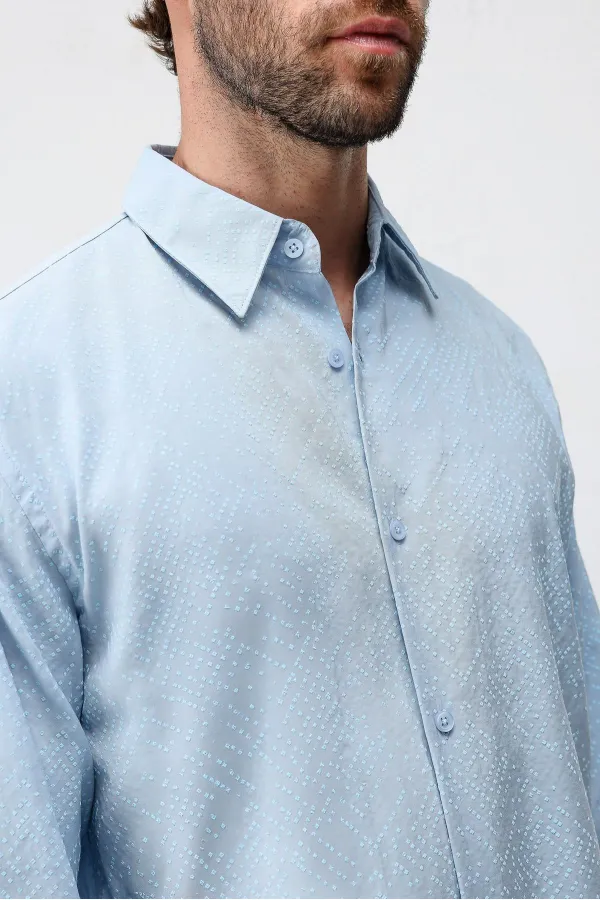 Antioch Bebe Blue Modal Blend Textured Boys' Shirt