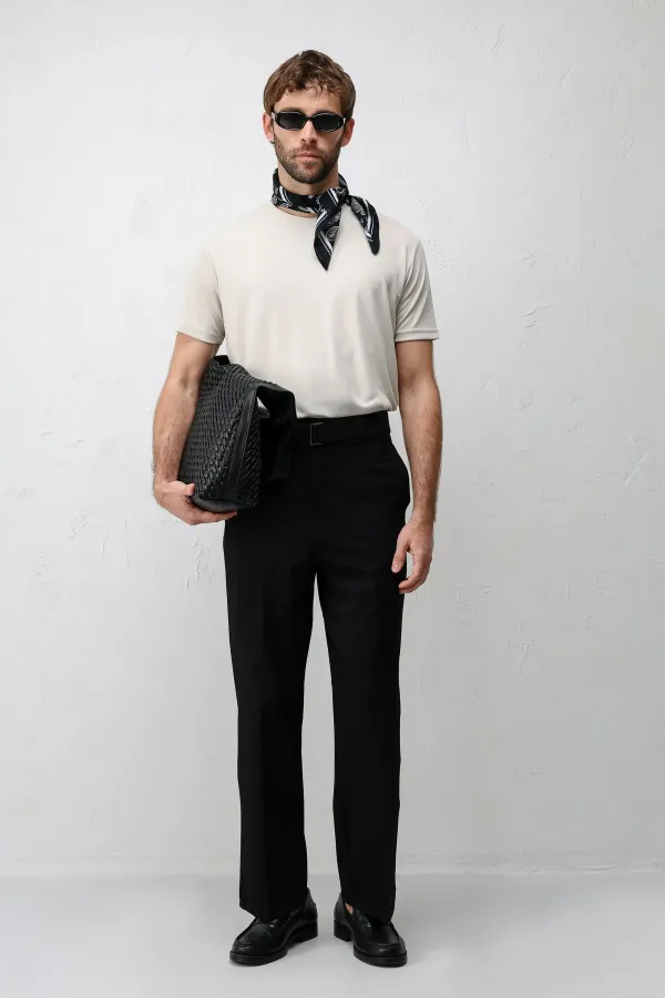 Antioch Siyah Relaxed Fit Kemerli Erkek Pantolon Antioch Siyah Relaxed Fit Kemerli Erkek Pantolon