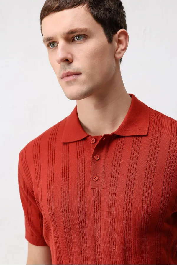 Polo homme Antioch rouge en maille texturée
