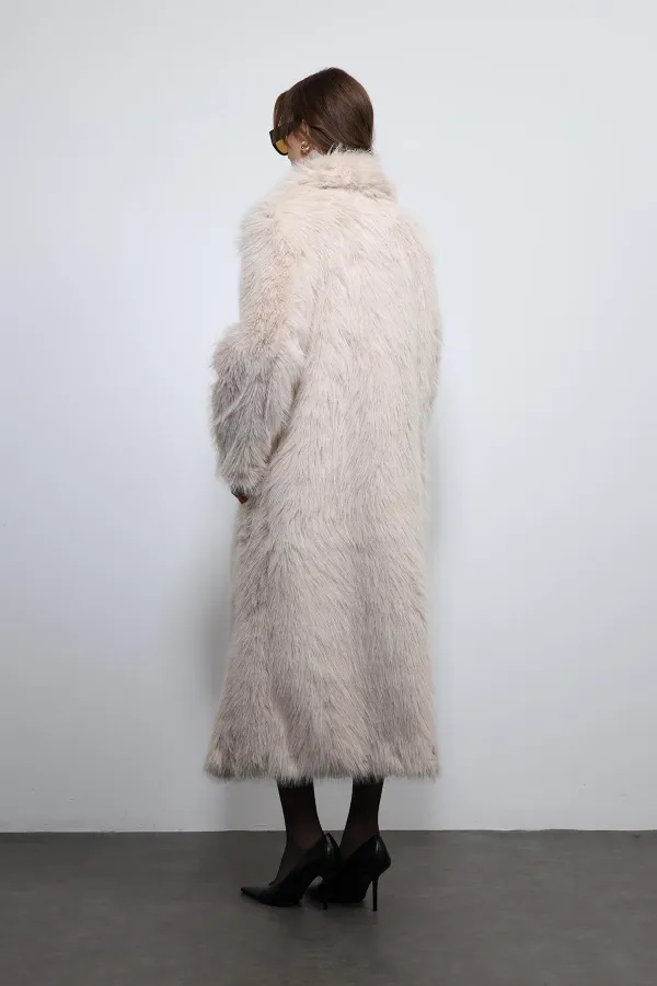Antioch Stone Faux Fur Long Coat