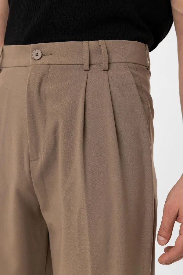 Antioch Mink Double Pleated Baggy Fit Men's Trousers