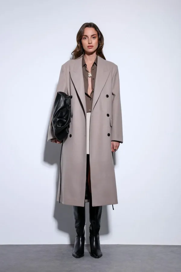 Antioch Taş Kemerli Kruvaze Kadın Kaban