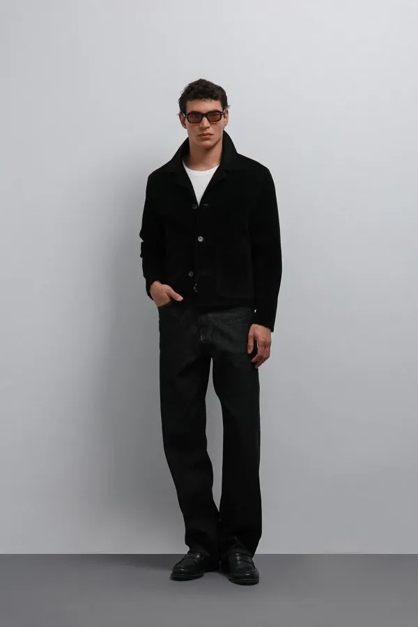 Veste classique pour homme en daim noir Antioch