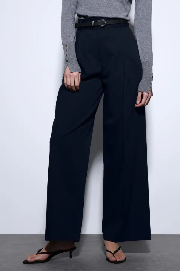 Antioch Lacivert Geniş Paça Kadın Pantolon