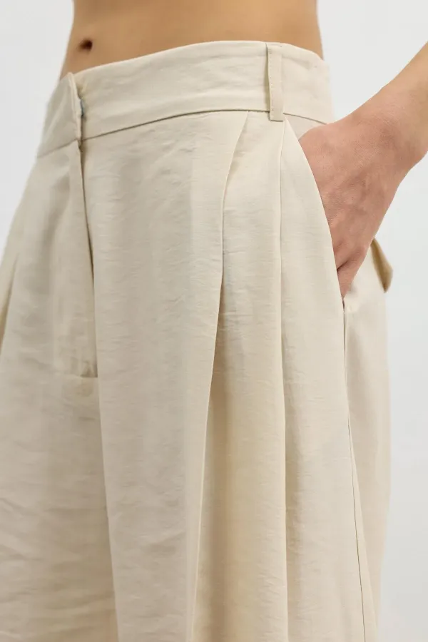 Antioch Taş Lyocell Karışımlı Geniş Paça Kadın Pantolon