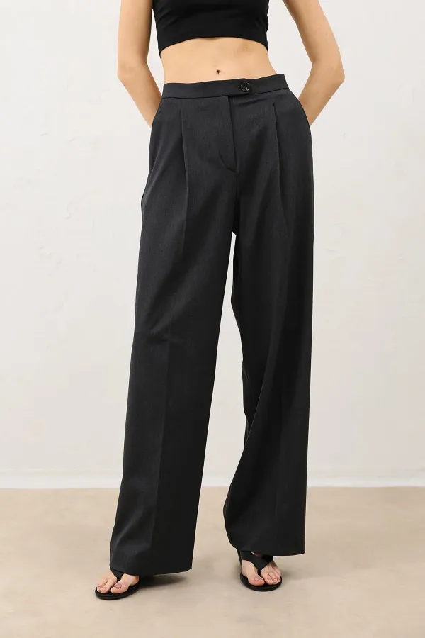 Antioch Smoke High-Waisted Pleated Women's Trousers