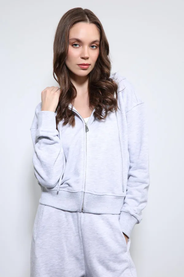 Antioch Gri Melanj Kapüşonlu Eşofman Takım