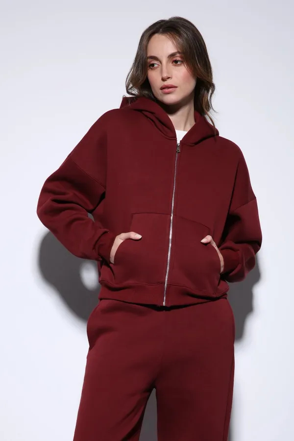 Antioch Burgundy Hooded Sweatshirt Women's Tracksuit Set