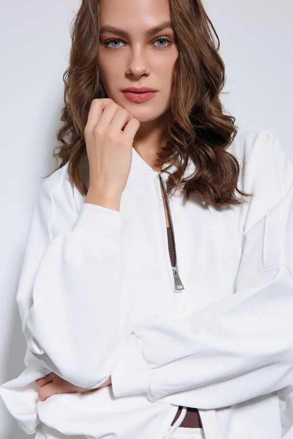 Antioch Off-White Bomber Jacket and Flare Pants Set