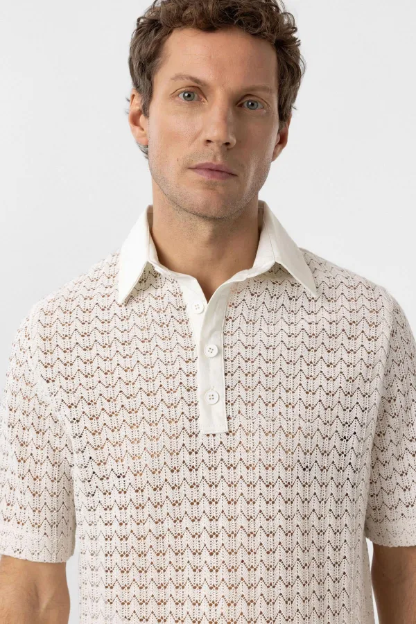 Antioch Ekru Polo Yaka Örgü Erkek T-Shirt