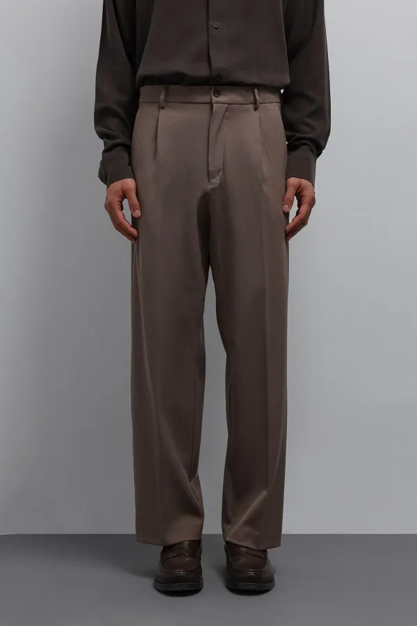 Antioch Mink Relax Fit Pleated Men's Trousers