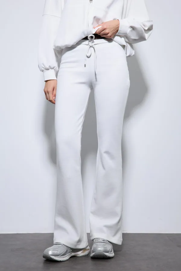 Antioch Off-White Bomber Jacket and Flare Pants Set
