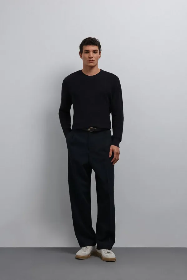 Pull texturé bleu marine Antioch pour homme