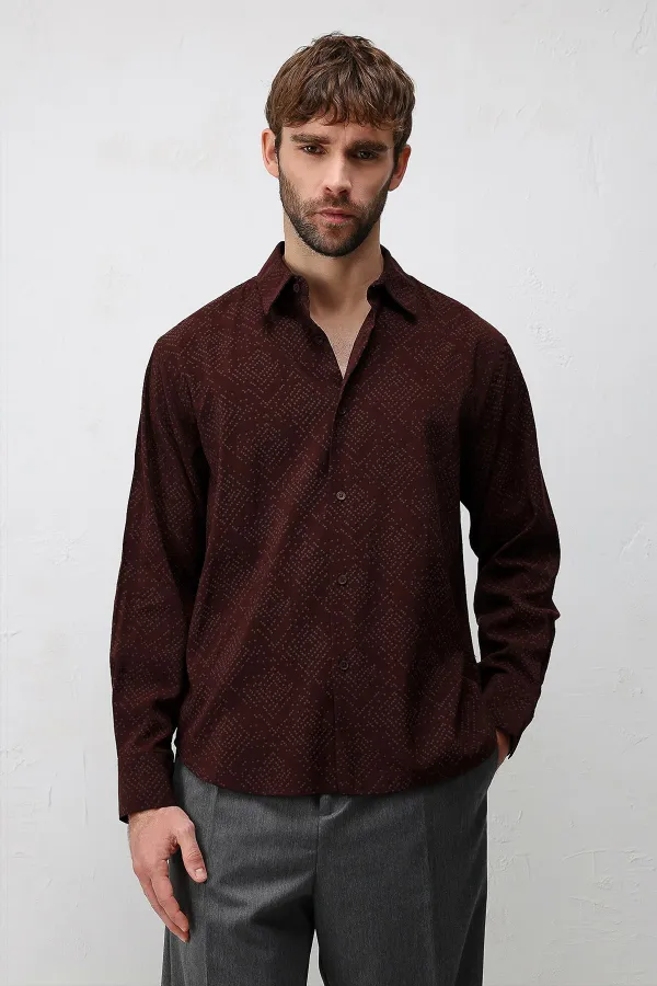 Chemise texturée pour homme Antioch Coffee Modal Blend