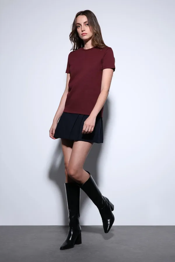 Antioch Bordo Basic Kadın T-Shirt