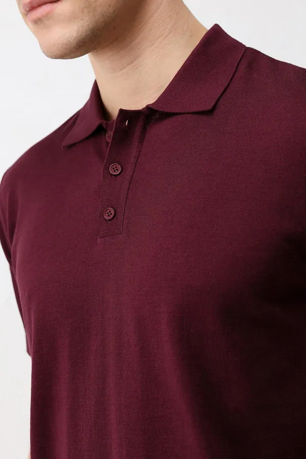 Antioch Bordo Comfort Slim Polo Yaka Erkek Triko T-Shirt