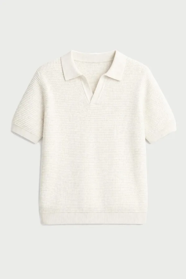 Antioch Ekru Dokulu Polo Yaka Erkek T-Shirt