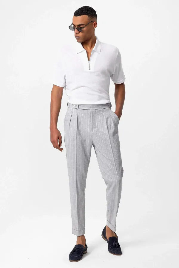 Antioch Beyaz Polo Yaka Fermuarlı Erkek T-Shirt