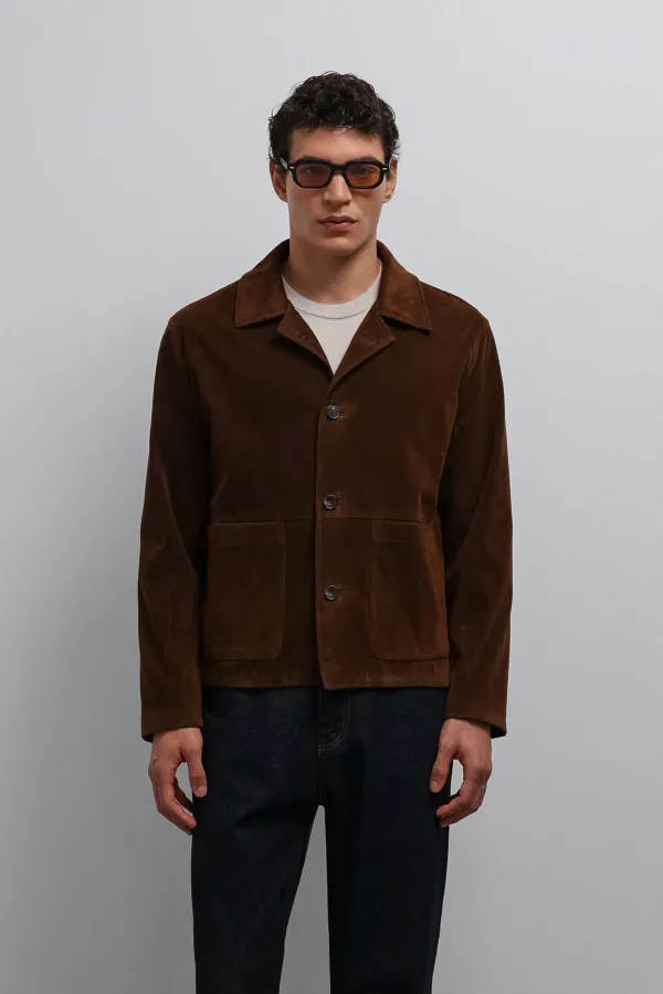 Antioch Kahve Süet Erkek Klasik Ceket