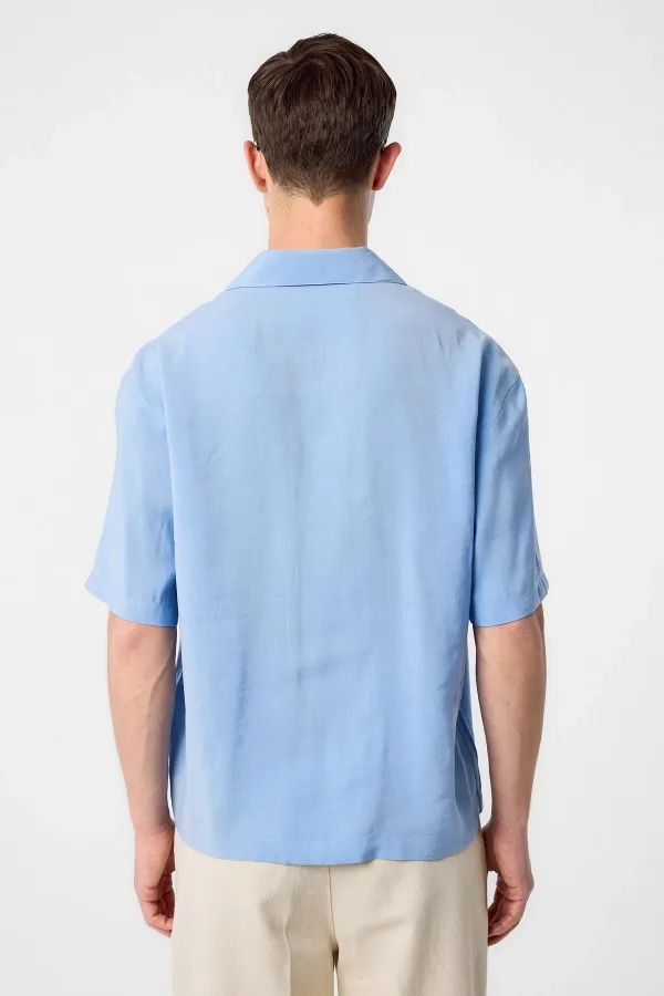 Antioch Blue Apache Collar Modal Fabric Men's Shirt