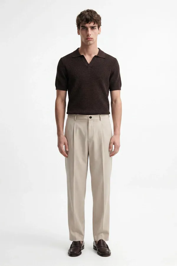 Antioch Kahve Dokulu Polo Yaka Erkek T-Shirt