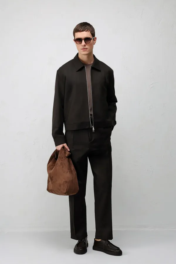 Veste homme Antioch marron foncé coupe décontractée à fermeture éclair