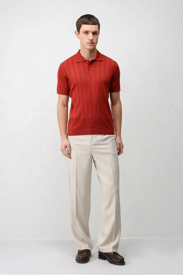 Polo homme Antioch rouge en maille texturée