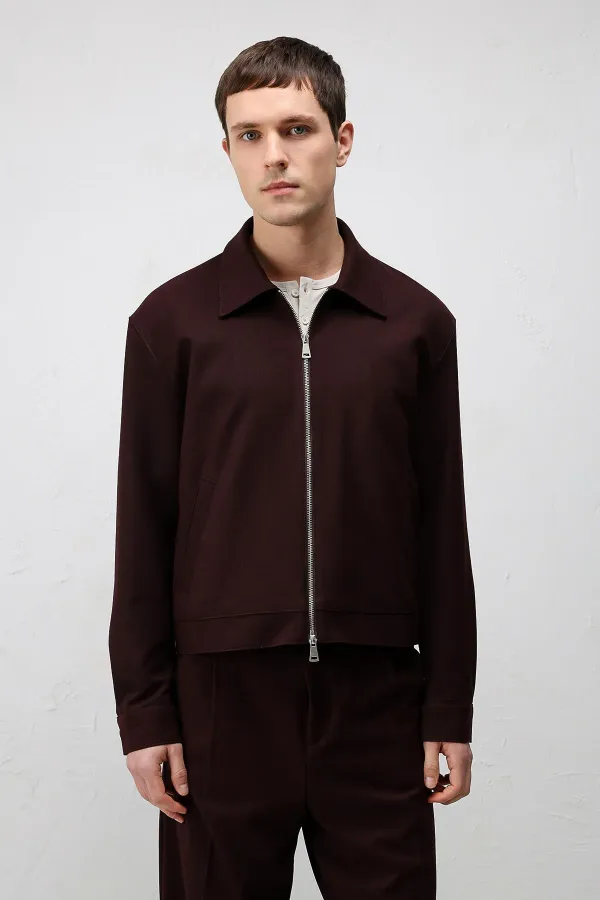 Antioch Burgundy Relaxed Fit Zip-Up Men's Jacket