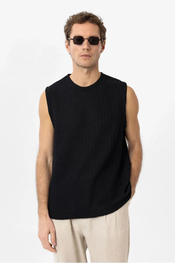 Débardeur texturé noir Antioch pour homme