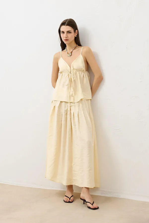 Antioch Sarı Dökümlü Kadın Etek