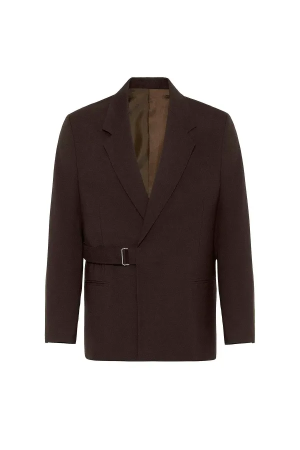 Antioch Kahve Kuşaklı Relax Fit Erkek Blazer Ceket