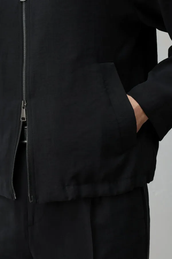 Antioch Black Lyocell Blend Summer Men's Jacket