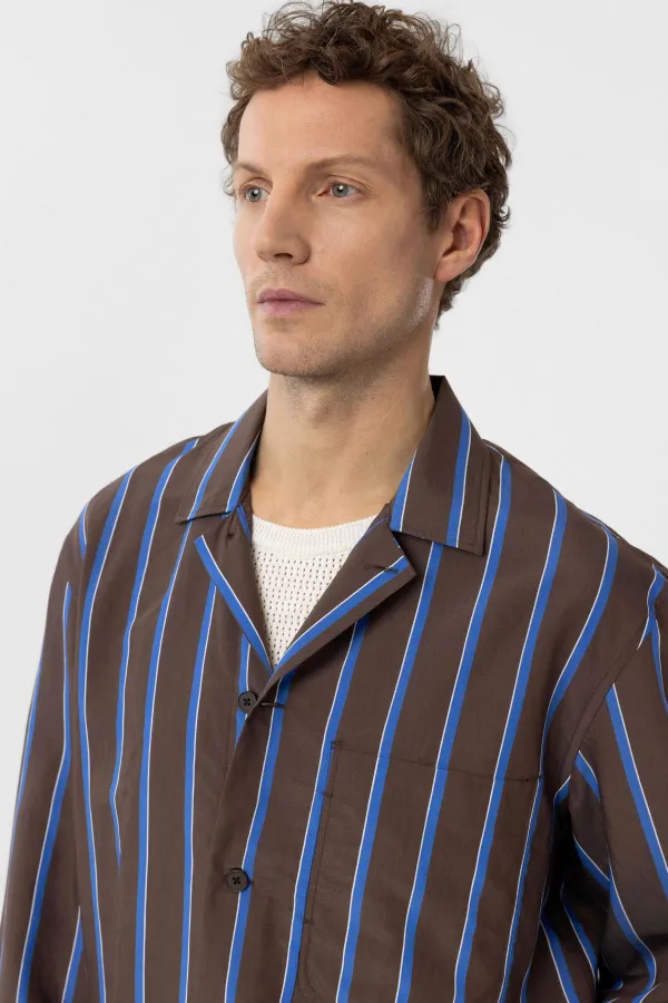 Antioch Coffee Relax Fit Striped Men's Shirt