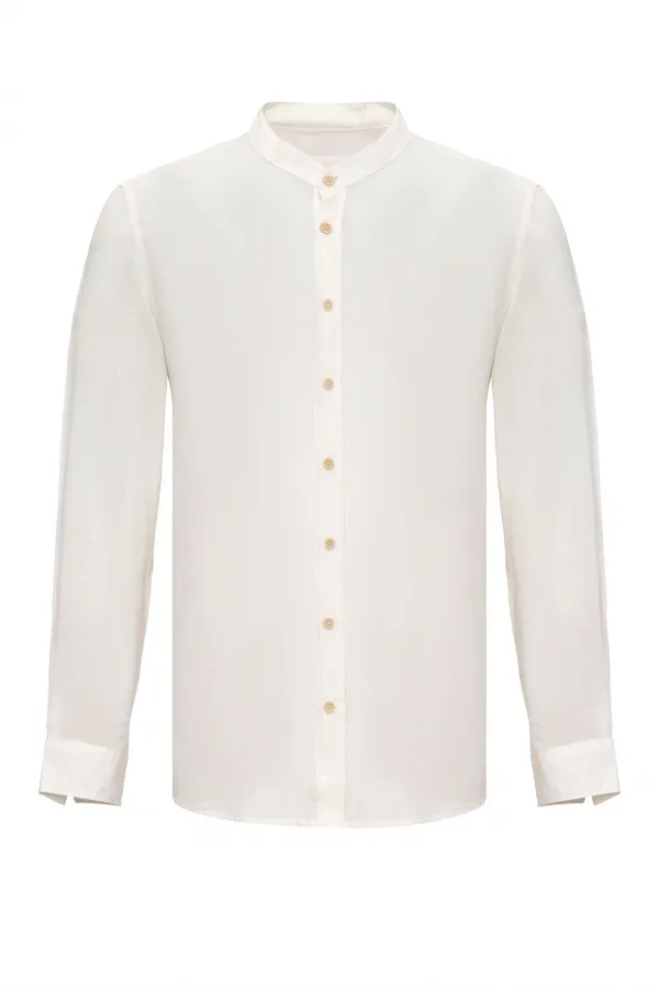 Antioch White Mandarin Collar Men's Shirt
