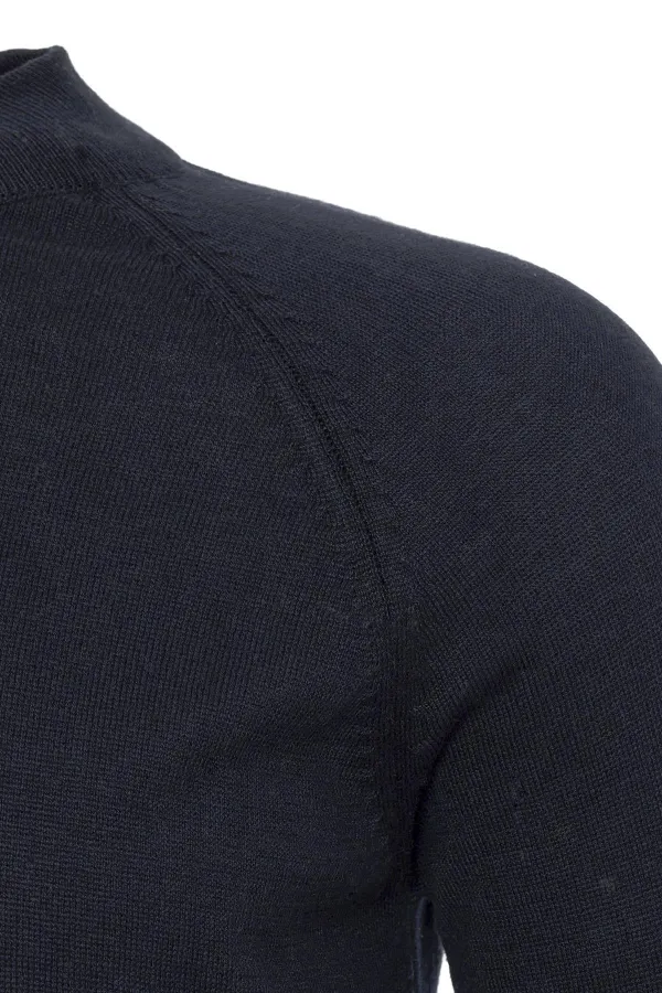 Antioch Navy Blue Crew Neck Slim Fit Knit Sweater