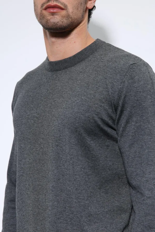 Pull basique pour homme Antioch Anthracite à texture douce