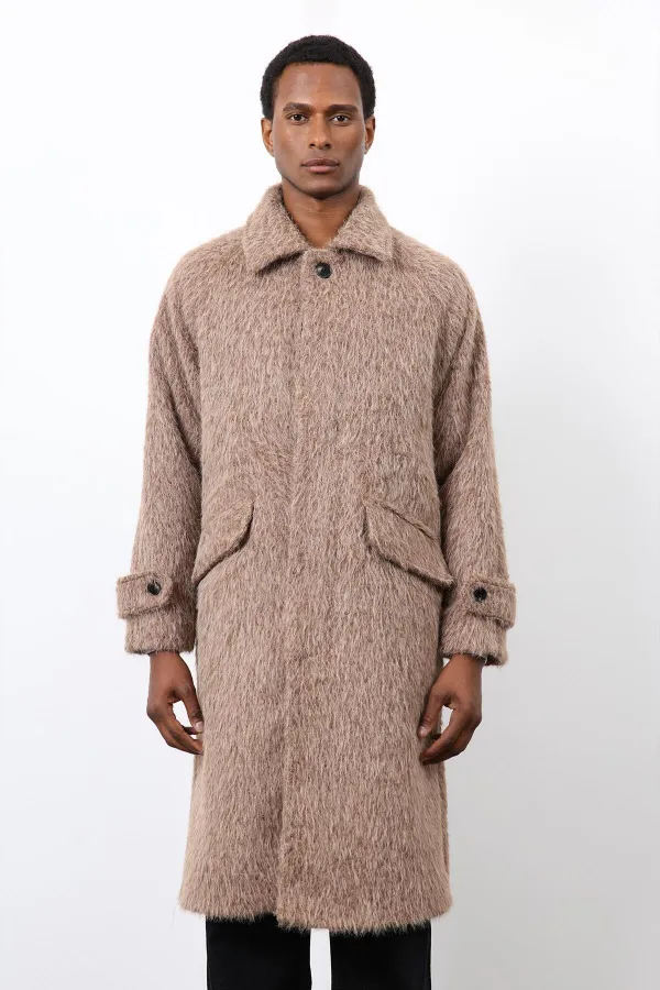 Antioch Açık Kahve Suni Kürk Erkek Kaban