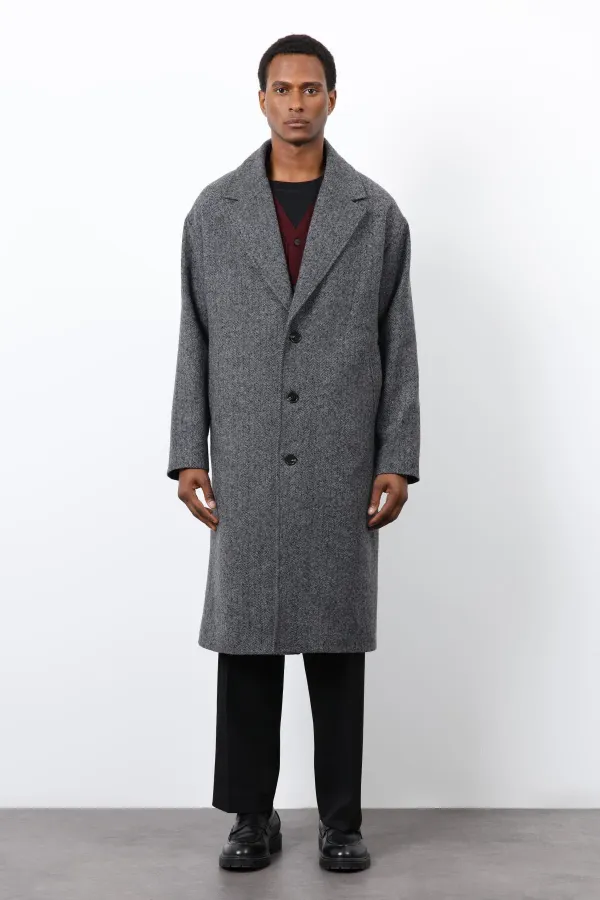 Manteau homme Antioch gris coupe décontractée à chevrons