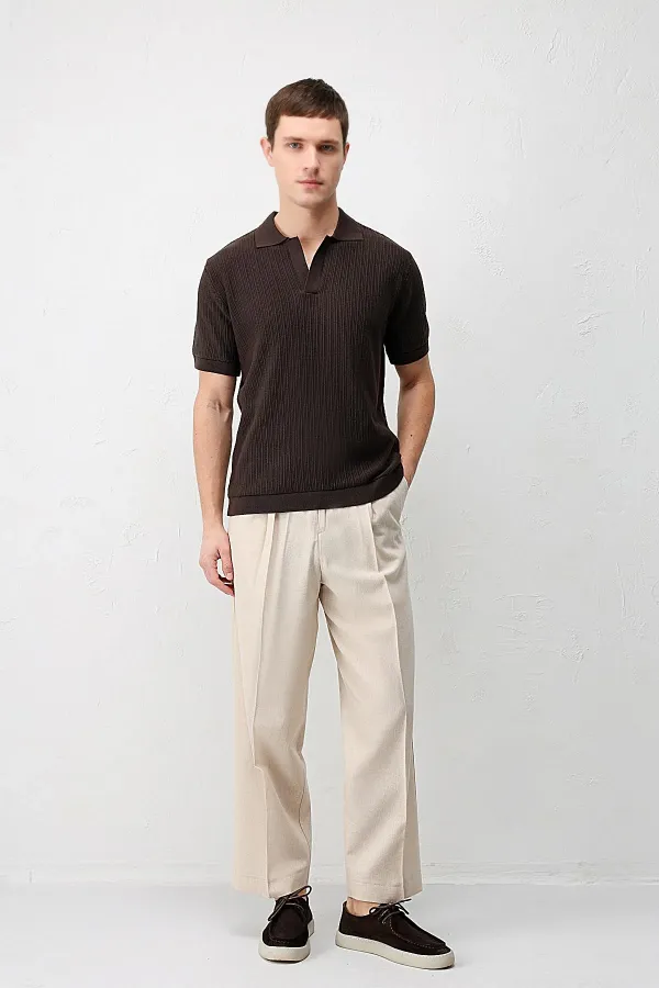 T-shirt en maille texturée haut de gamme Antioch Coffee pour homme