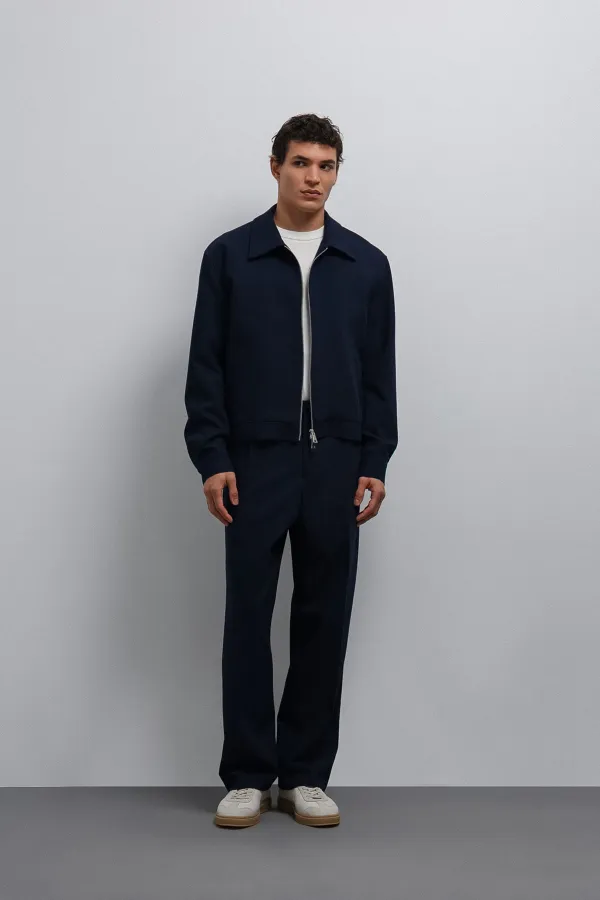 Antioch Açık Lacivert Relax Fit Baggy Pilili Erkek Pantolon
