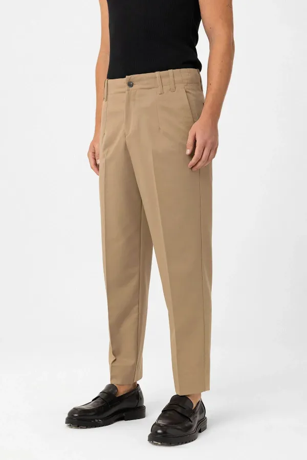Pantalon Antioch beige taille haute coupe droite pour homme