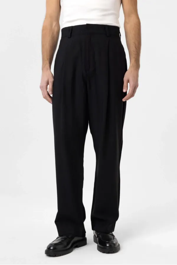 Antioch Black Pleated Baggy Fit Men's Trousers